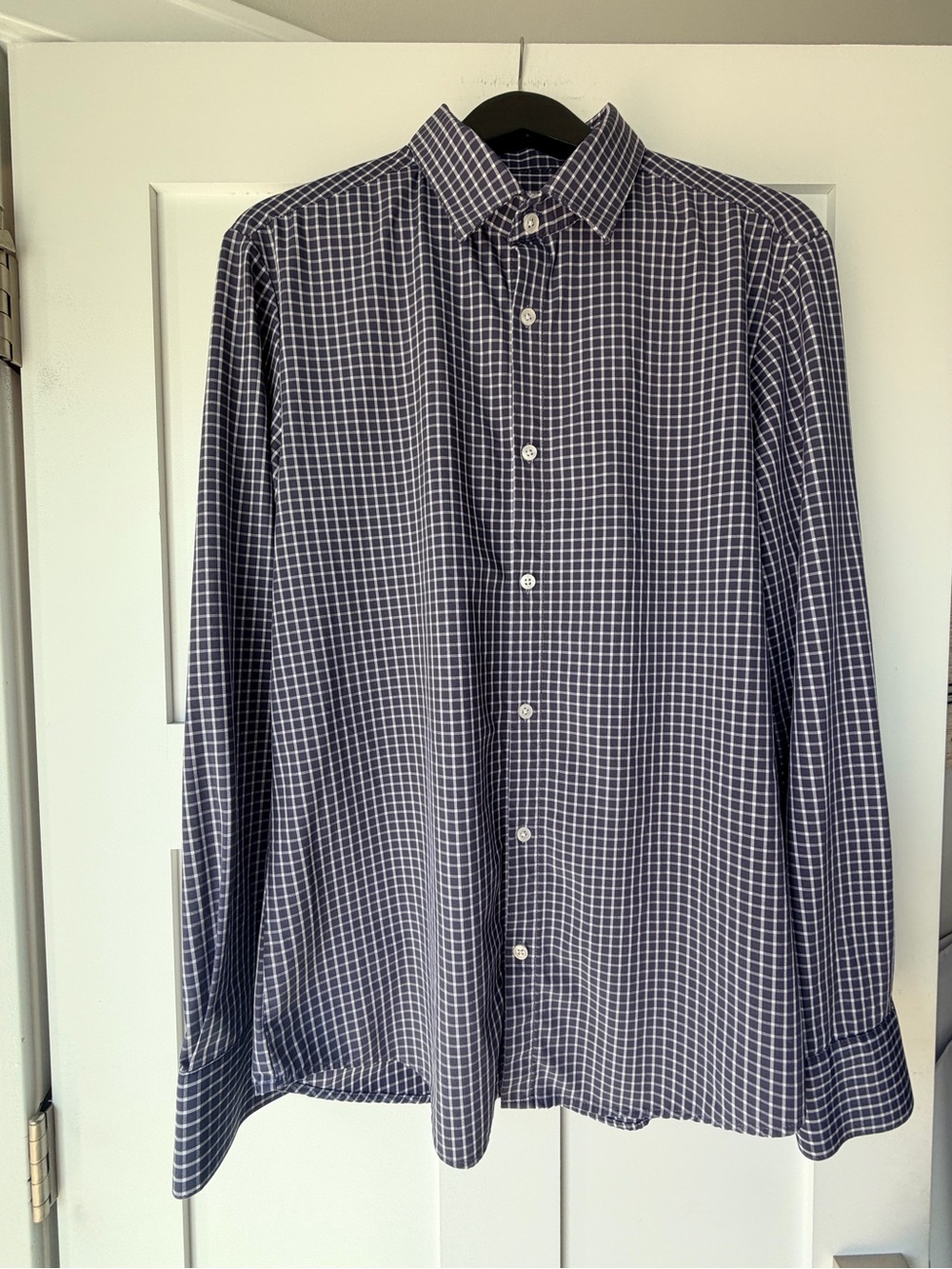 Mizzen+Main Purple and White Check Trim Fit Button-Down Shirt